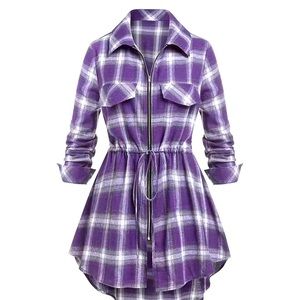 Flannel shirt dress | size 4.(S) | zip up midi
